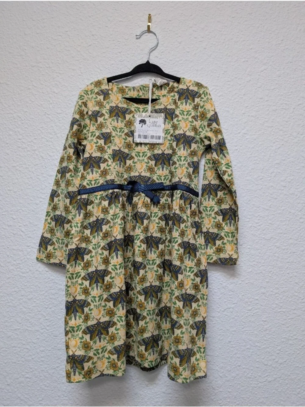Kate Quinn Organic Cotton Forest Butterfly Skinny Bow Dress 5Y Moths